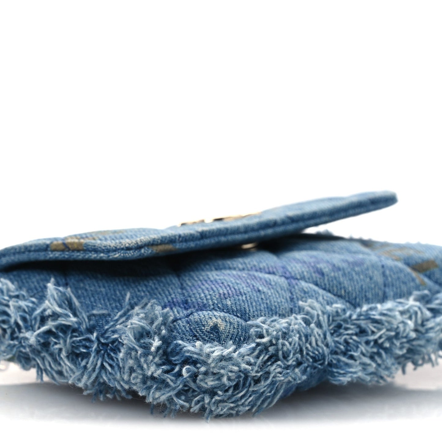 Denim Quilted Denim Mood Clutch With Chain Blue Multicolor