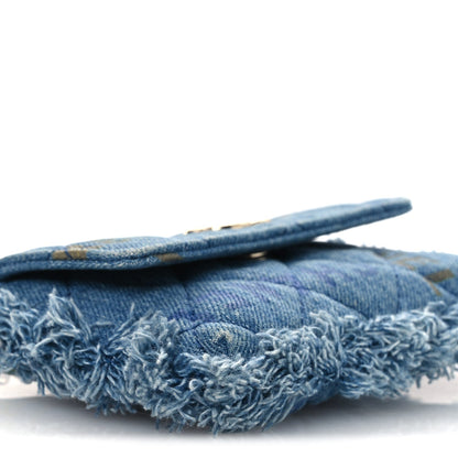 Denim Quilted Denim Mood Clutch With Chain Blue Multicolor