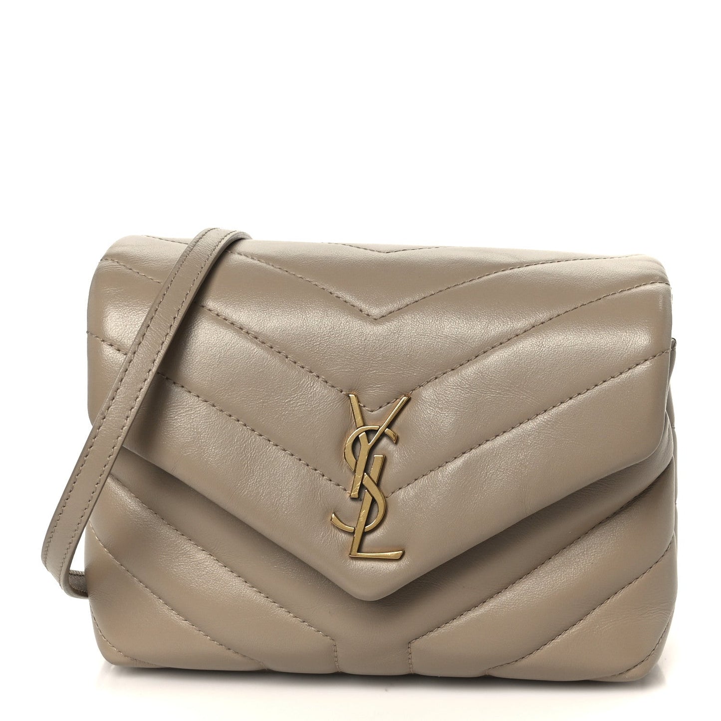 Calfskin Y Quilted Monogram Toy Loulou Crossbody Bag Dark Beige