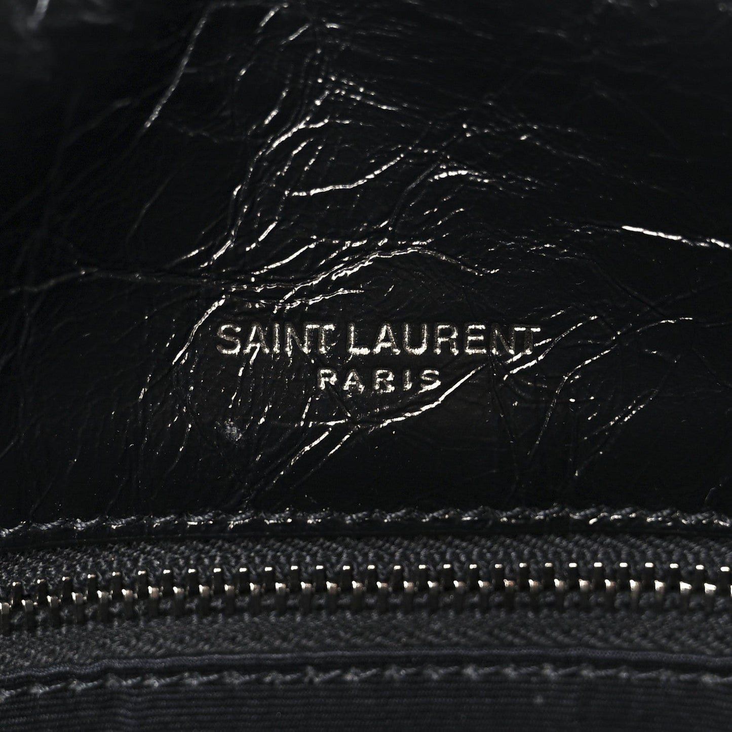 Crinkled Calfskin Matelasse Monogram Large Niki Chain Satchel Black