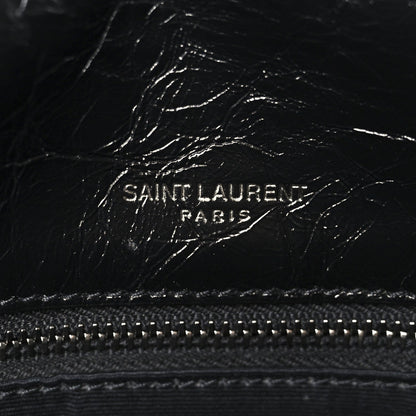 Crinkled Calfskin Matelasse Monogram Large Niki Chain Satchel Black
