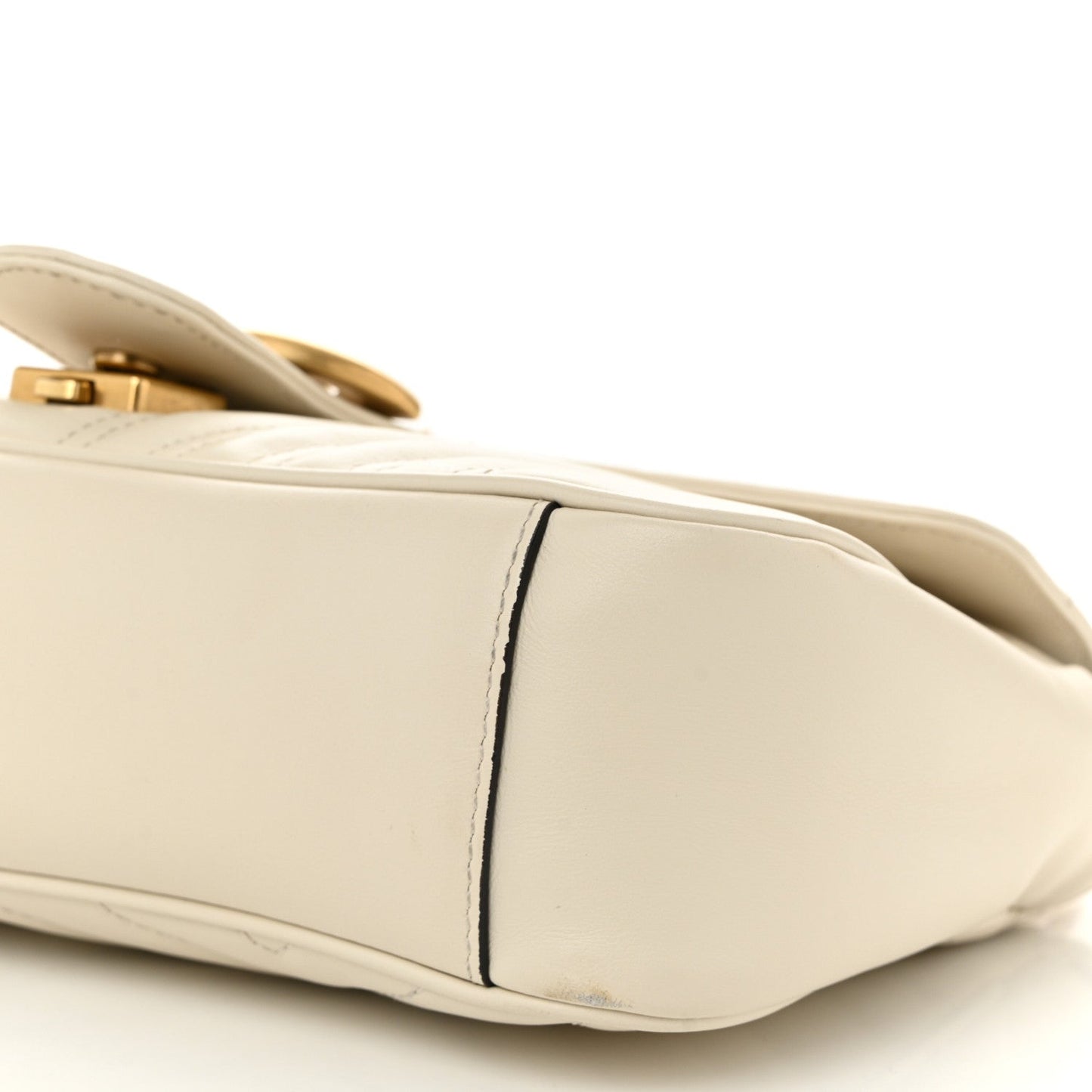 Calfskin Matelasse Small GG Marmont Shoulder Bag White