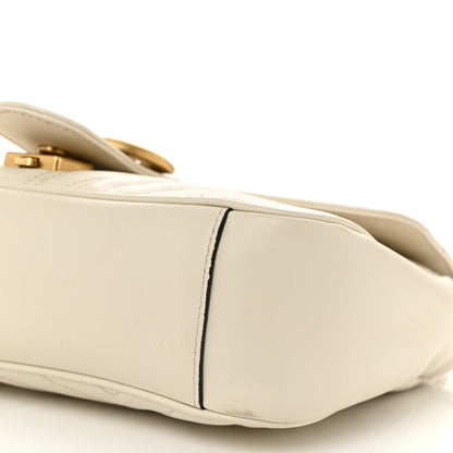 Calfskin Matelasse Small GG Marmont Shoulder Bag White