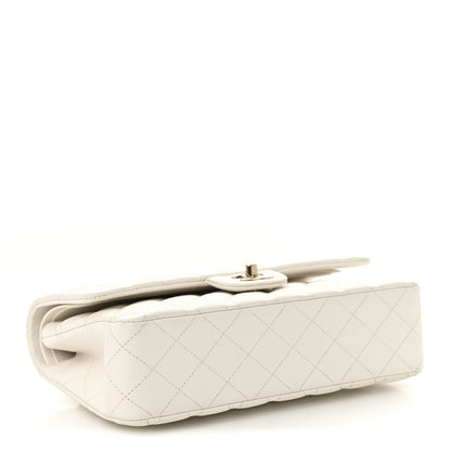 Caviar Quilted Medium Double Flap White