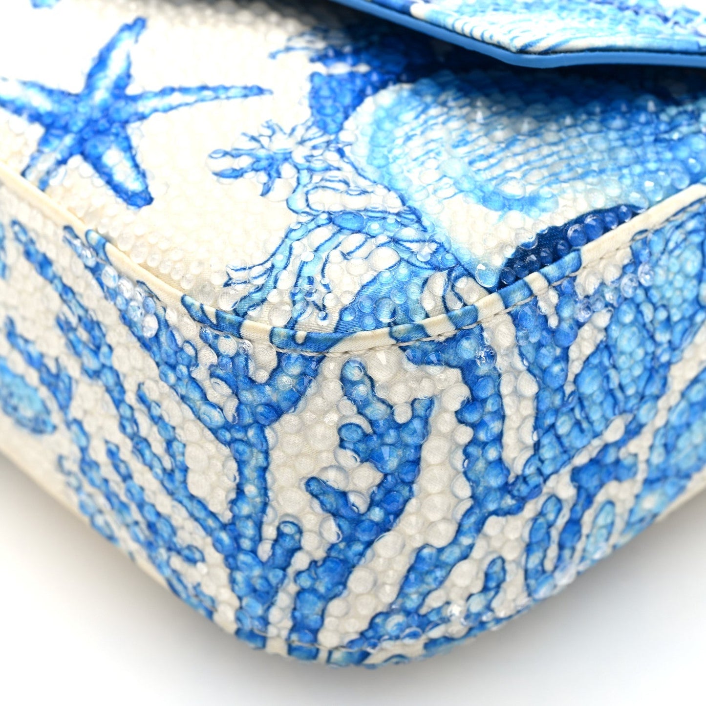 Satin Crystal Barocco Underwater Medusa Mini Bag White Blue