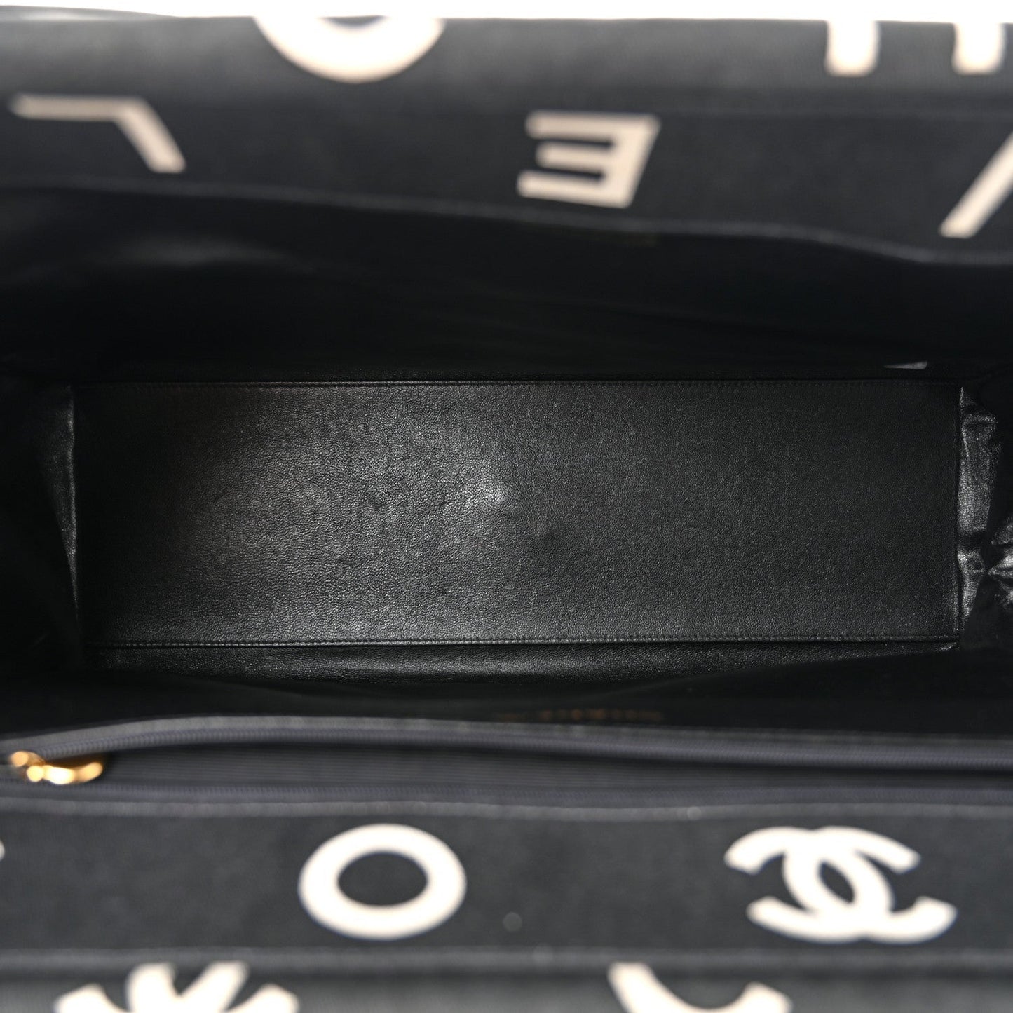 Canvas Printed Quilted Logo Tote Black White