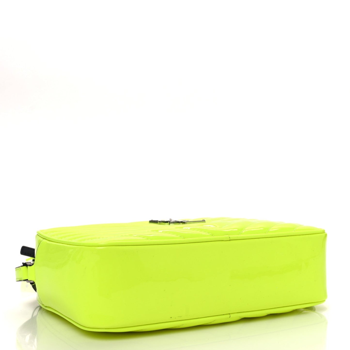 Patent Calfskin Matelasse Monogram Lou Camera Bag Neon Yellow