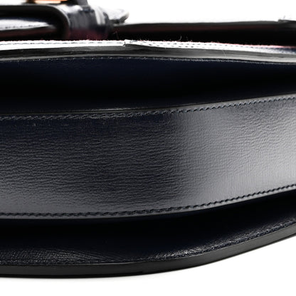 Lanzo Stretch Cord Azalea Calfskin Horsebit 1955 Shoulder Bag Lipstick Rose Blue