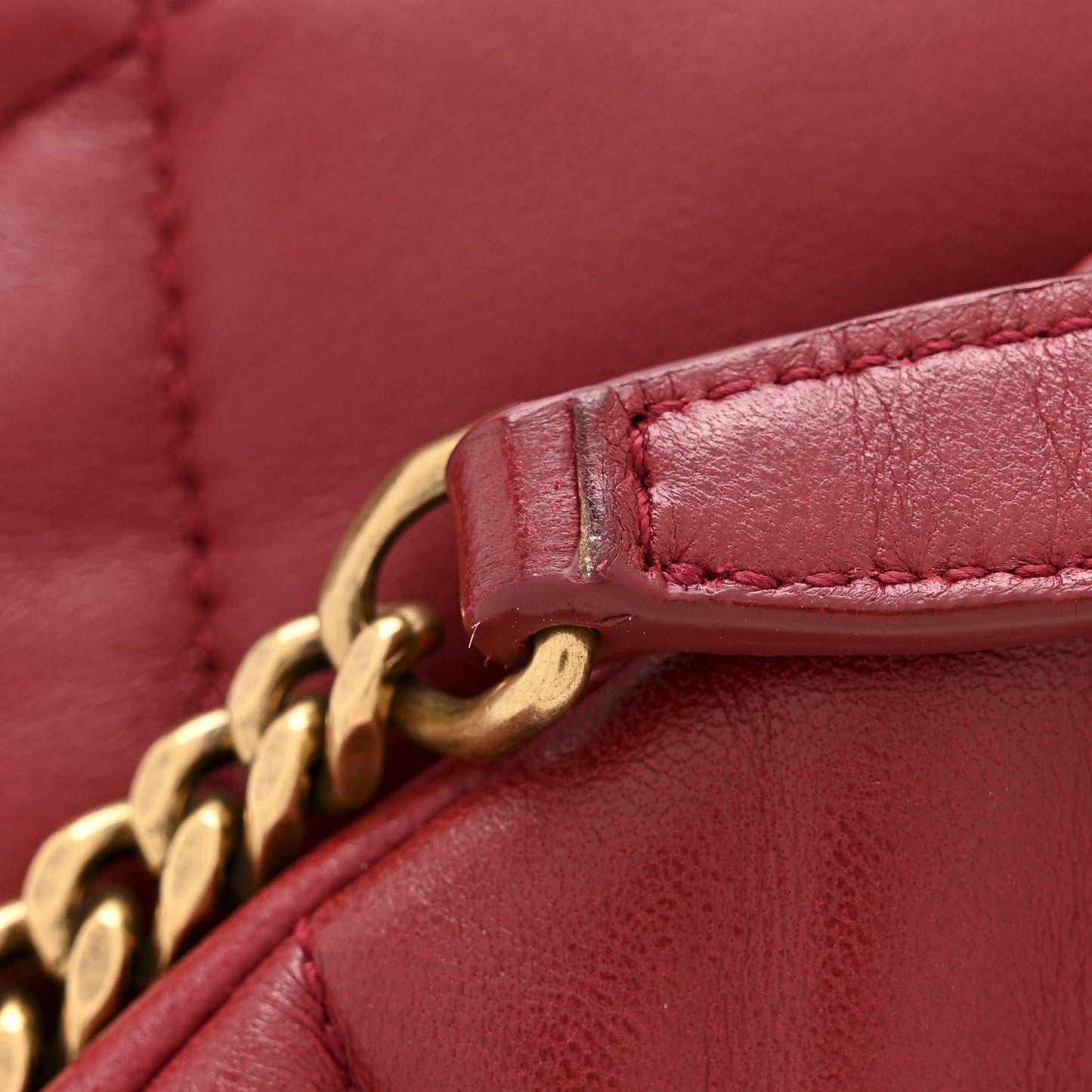 Lambskin Quilted Toy Loulou Puffer Monogram Chain Satchel Red