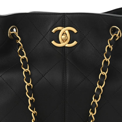 Calfskin Stitched Hobo Black