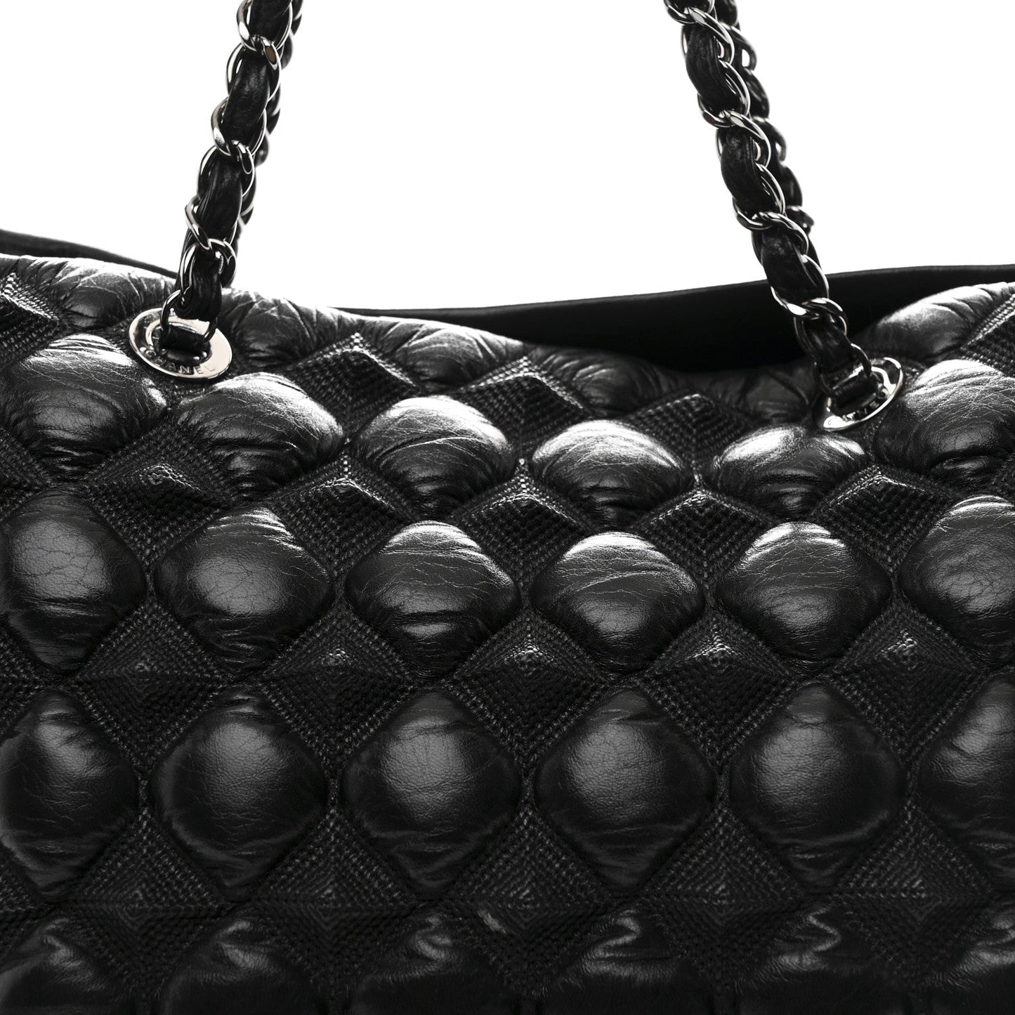 Glazed Lambskin Quilted Large Stravinsky Tote Black
