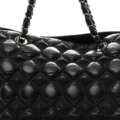 Glazed Lambskin Quilted Large Stravinsky Tote Black