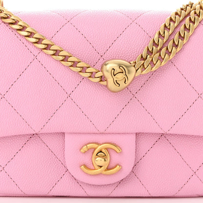 Caviar Quilted Mini Sweetheart Flap Lilac