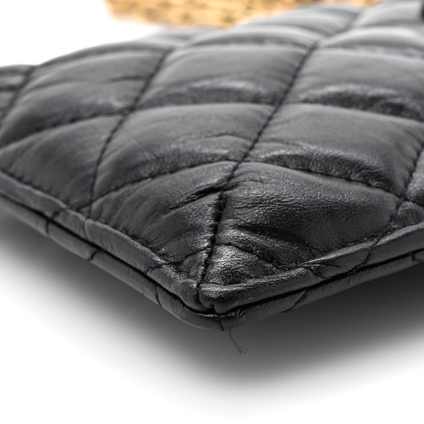 Aged Calfskin Quilted Reissue Phone Holder With Chain Bag Black