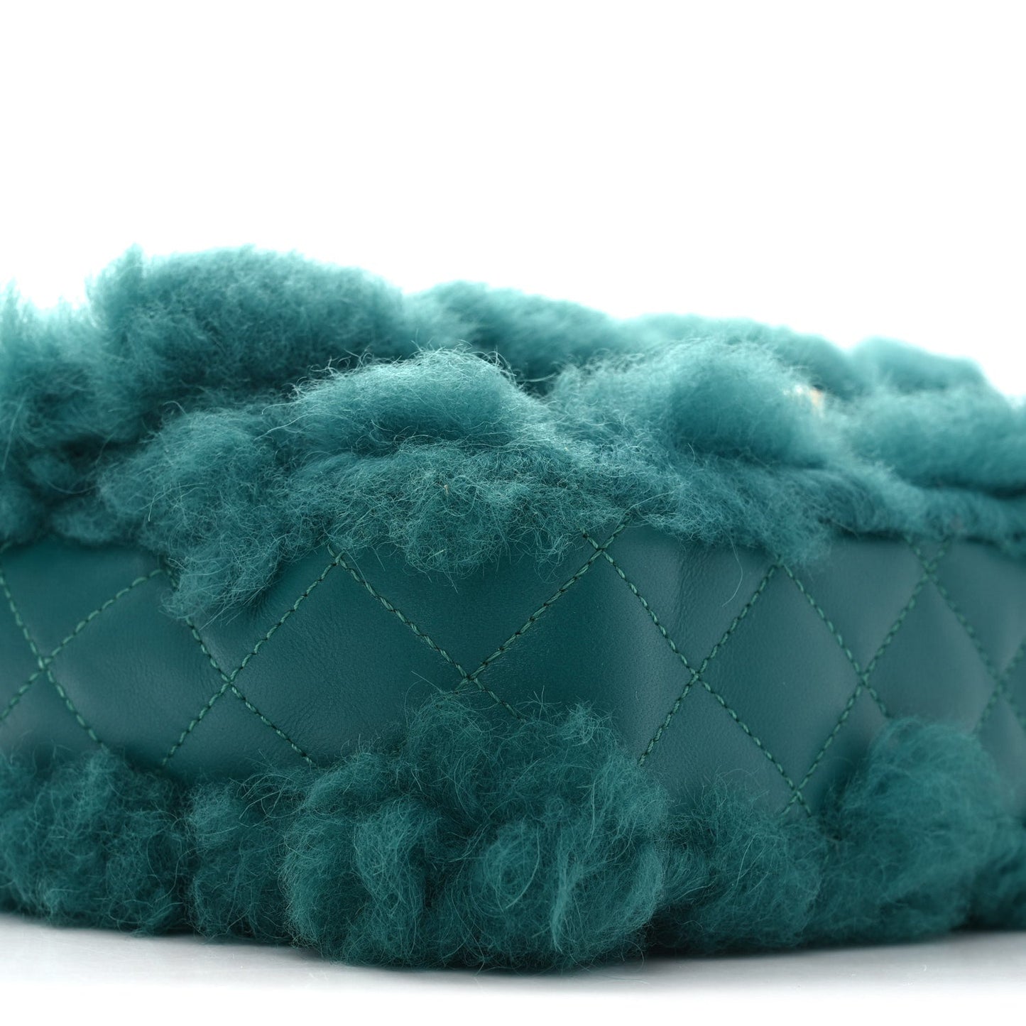 Shearling Lambskin Quilted Flap Green