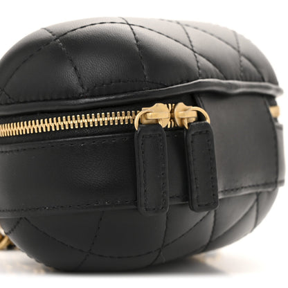 Lambskin Quilted CC Bubble Vanity Case With Chain Black