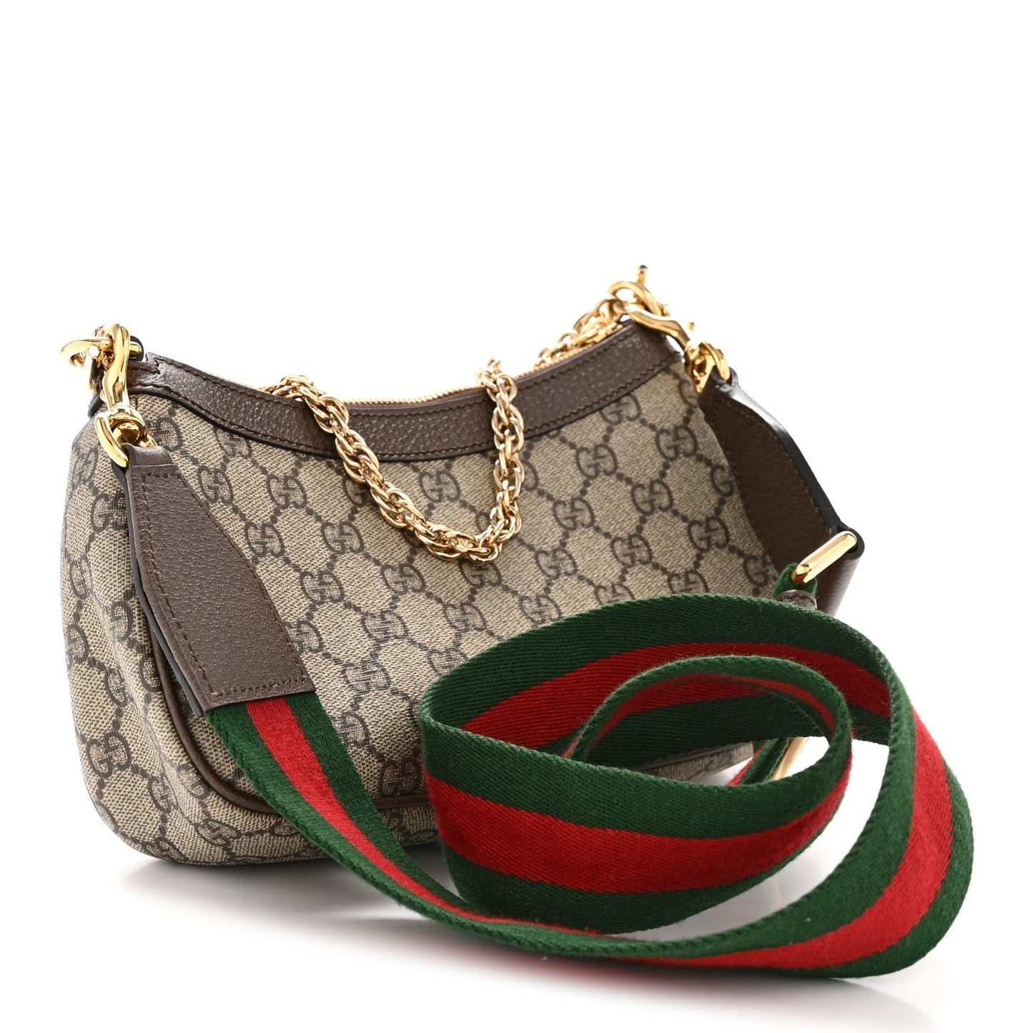 GG Supreme Monogram Textured Dollar Calfskin Web Small Ophidia GG Handbag Beige Ebony New Acero