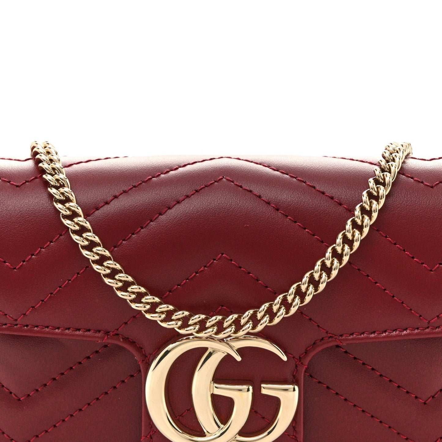 Calfskin Matelasse Super Mini GG Marmont Shoulder Bag Rosso Ancora