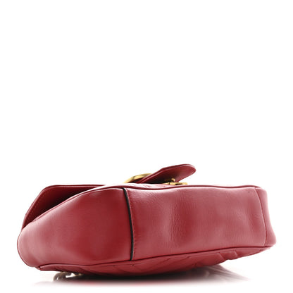 Calfskin Matelasse Mini GG Marmont Shoulder Bag Hibiscus Red