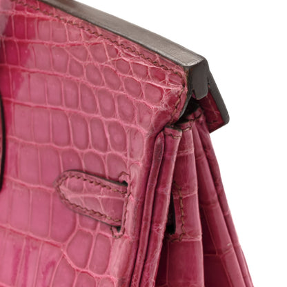 Shiny Niloticus Crocodile Birkin 25 Rose Scheherazade