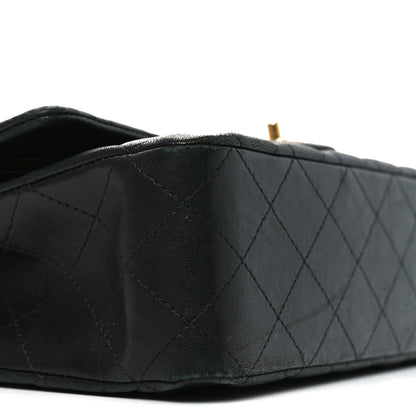 Lambskin Quilted Medium Double Flap Black