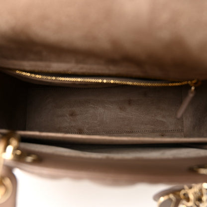 Lambskin Cannage Medium Lady Dior Warm Taupe