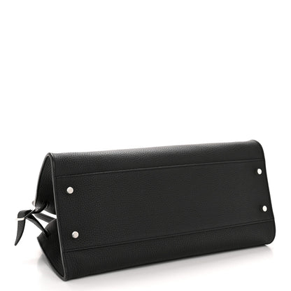 Matte Grained Calfskin Margaux Shoulder 12 Black