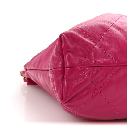 Shiny Calfskin Quilted Small Chanel 22 Fuchsia
