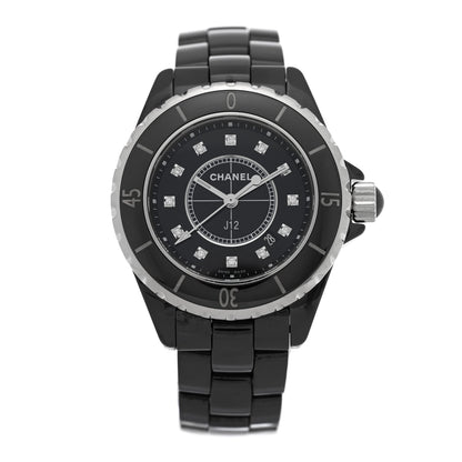 Stainless Steel Ceramic Diamond 33mm J12 Quartz Watch Black