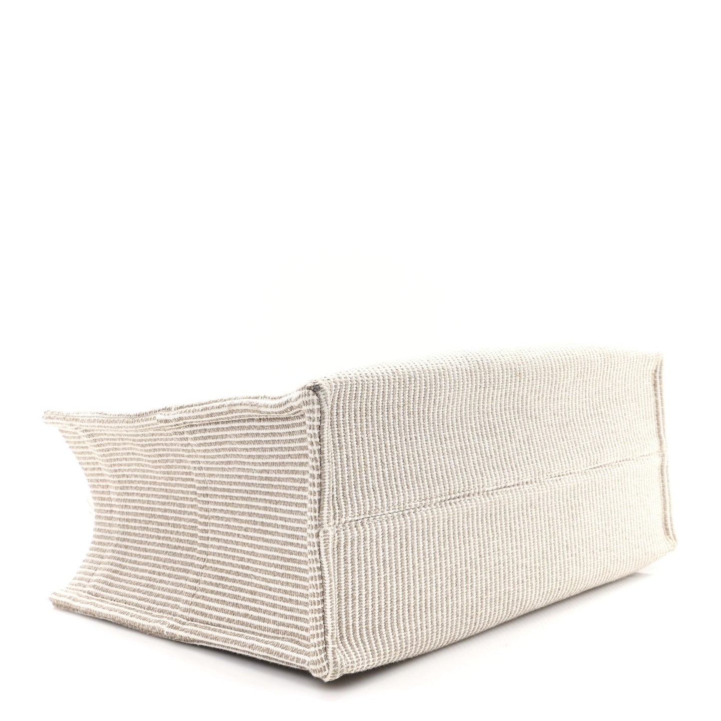 Canvas Calfskin Striped Triomphe Large Cabas Beige