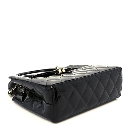 Mirror Calfskin Quilted Nano Kelly Shopper Black