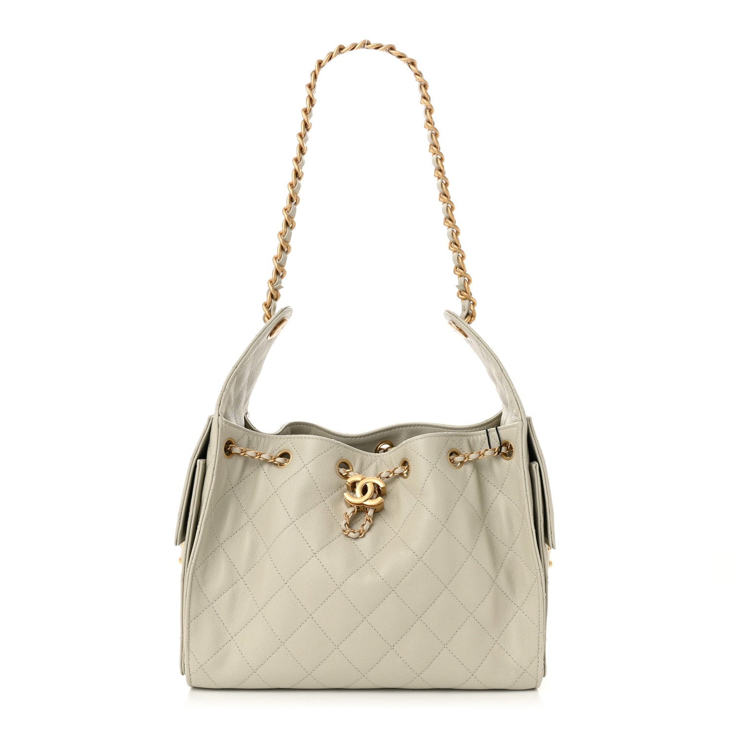 Caviar Quilted Small Chanel 25 Handbag Light Grey