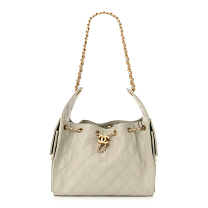 Caviar Quilted Small Chanel 25 Handbag Light Grey