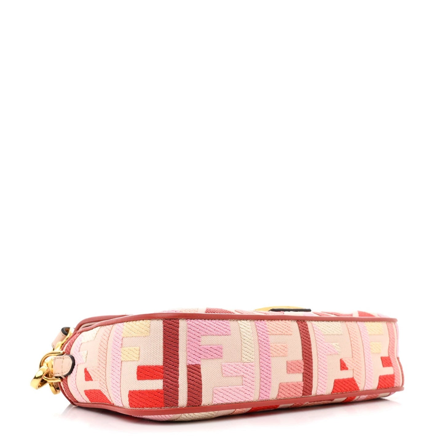Canvas Vitello King FF Embroidered Baguette Rosa Quarzo Bloody Mary Multicolor