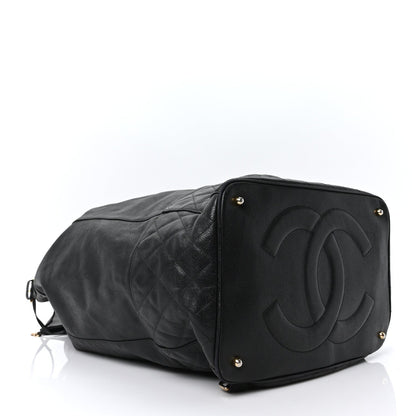 Caviar Quilted Drawstring Backpack Black