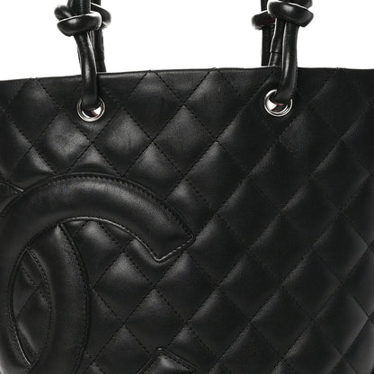 Calfskin Quilted Medium Cambon Tote Black