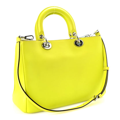 Smooth Calfskin Medium Diorissimo Tote Neon Yellow Light Blue