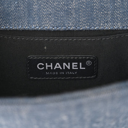 Denim Embossed Small Boy Flap Blue