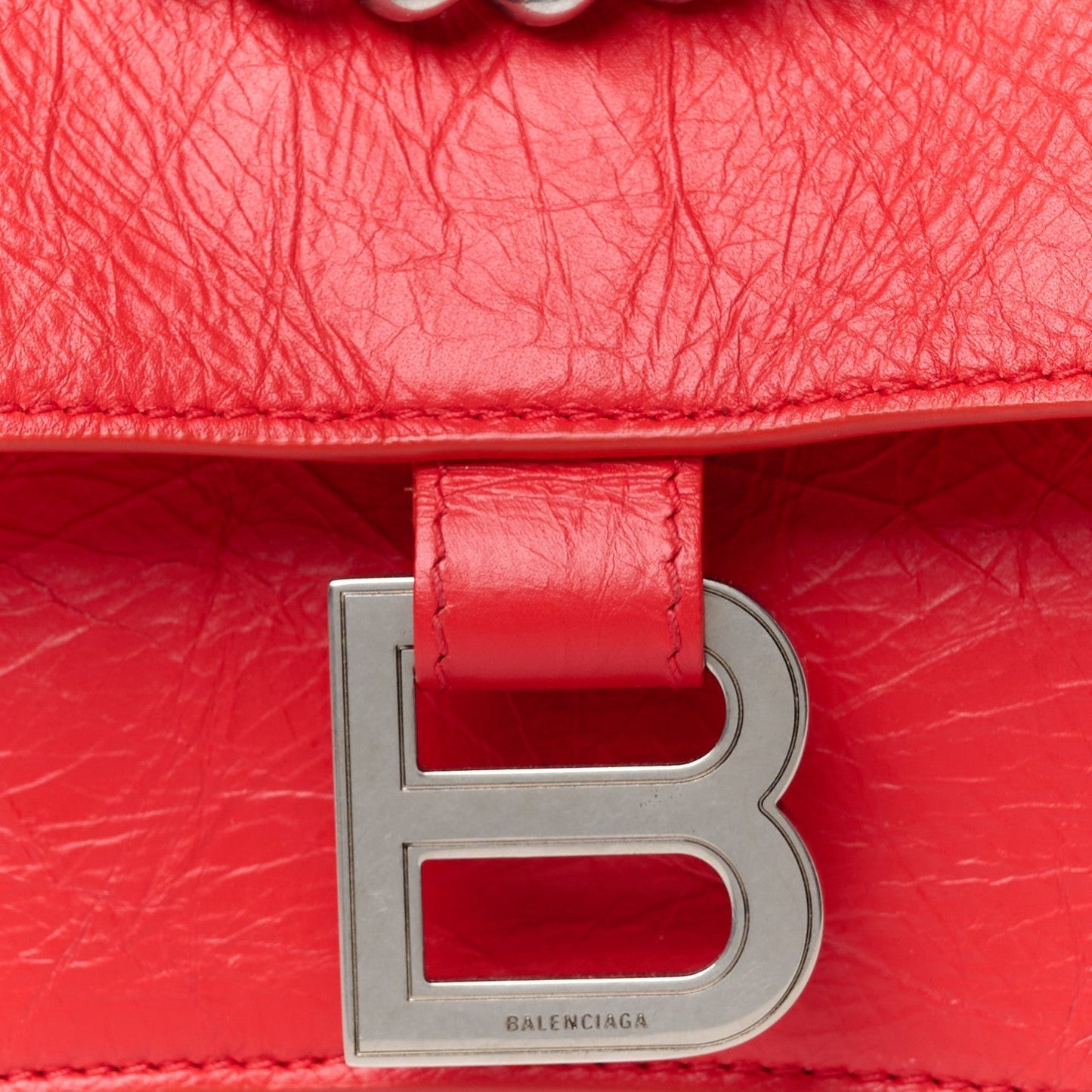 Arena Calfskin Small Crush Chain Bag Tomato Red