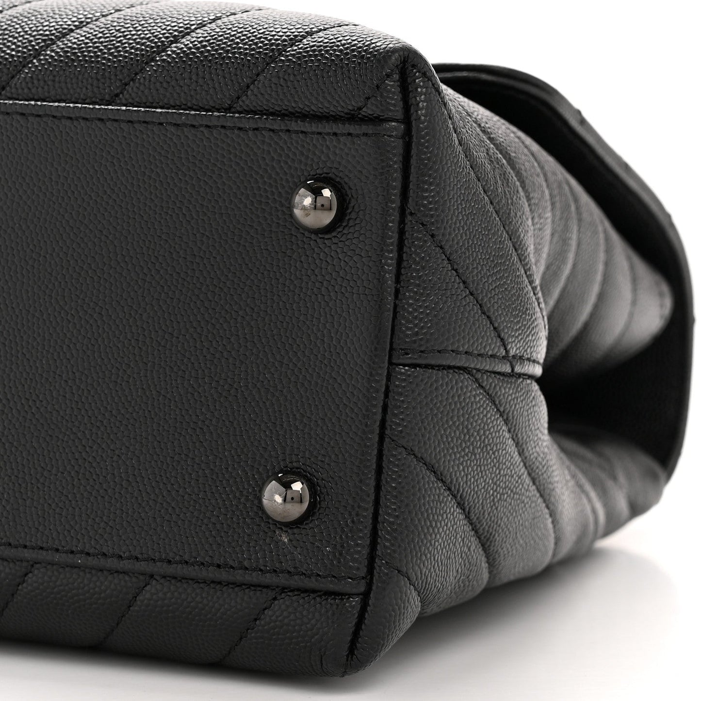 Caviar Chevron Quilted Medium Coco Handle Flap So Black