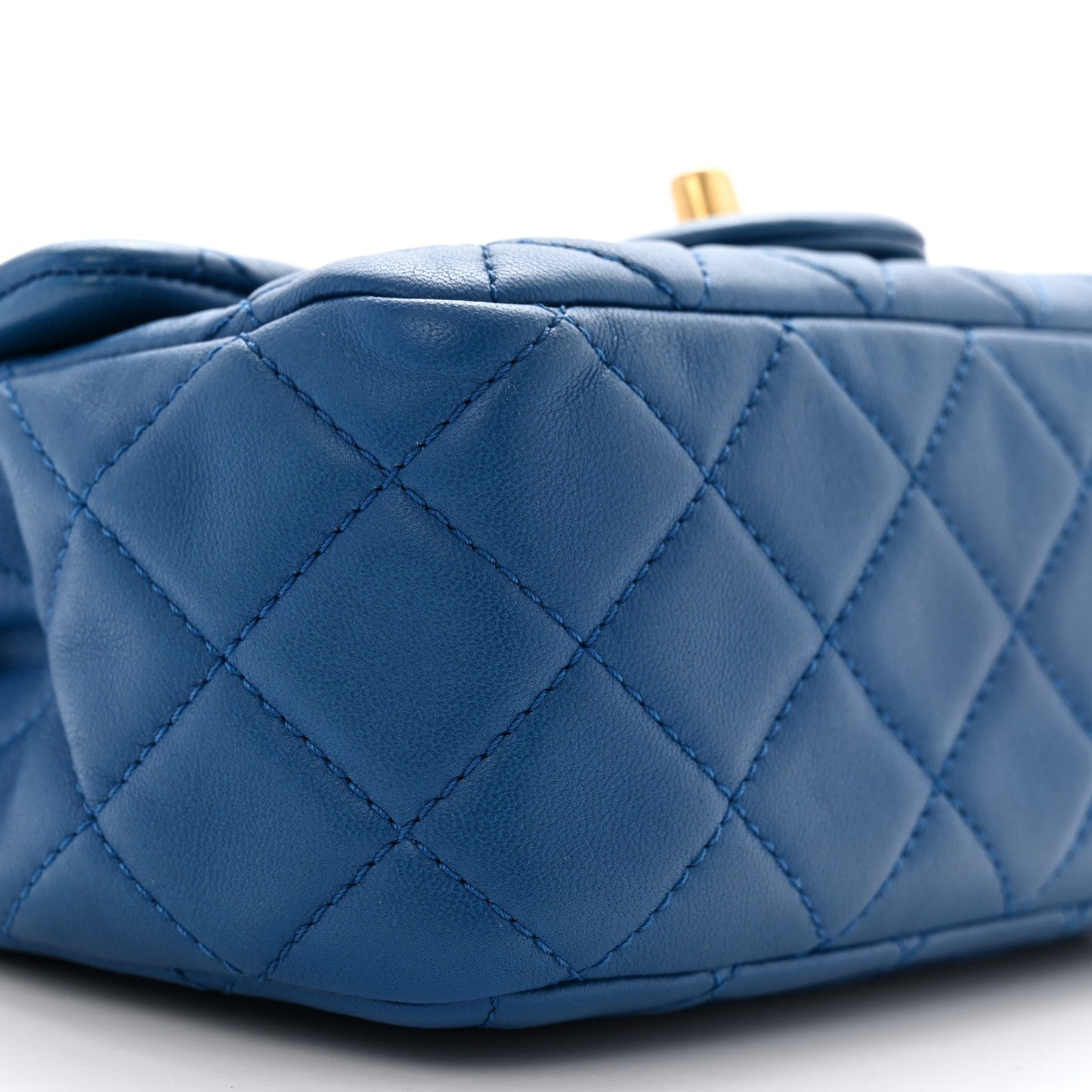 Lambskin Quilted Mini Pearl Crush Flap Blue