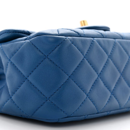 Lambskin Quilted Mini Pearl Crush Flap Blue