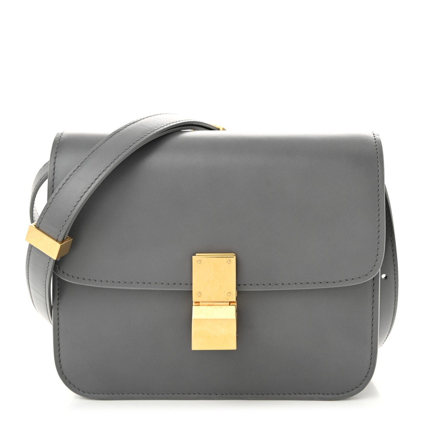 Box Calfskin Teen Classic Box Flap Bag Light Charcoal