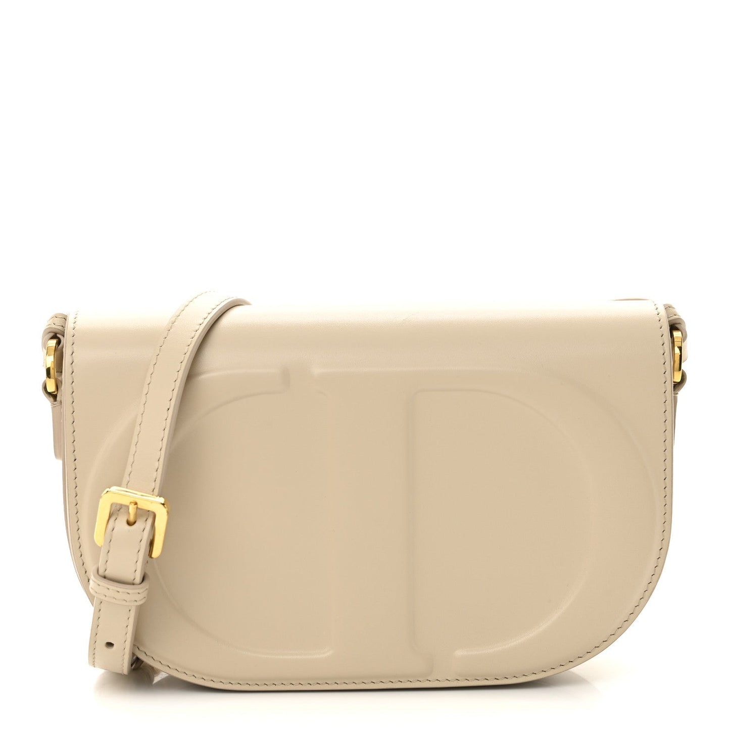 Calfskin CD Signature Flap Crossbody Caramel Beige