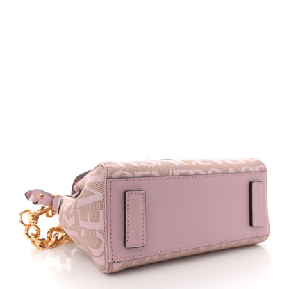Calfskin Canvas Allover La Medusa Small Top Handle Handbag Pink