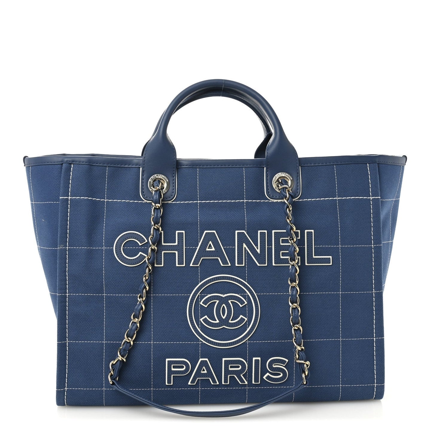 Cotton Medium Deauville Tote Blue White