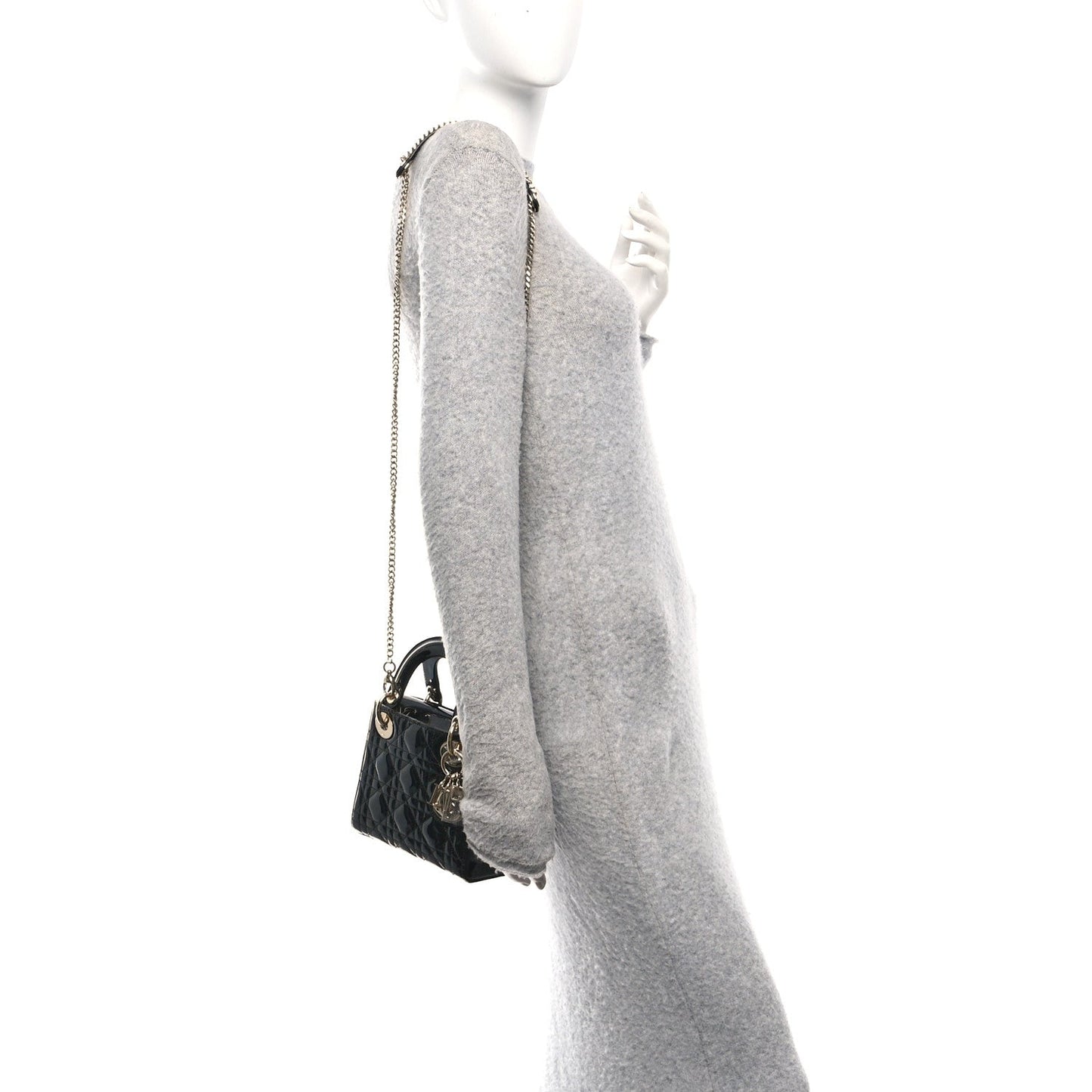 Patent Cannage Mini Lady Dior Black