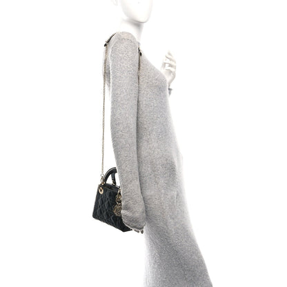 Patent Cannage Mini Lady Dior Black