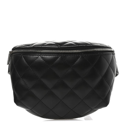 Calfskin Quilted Waist Belt Bag Black