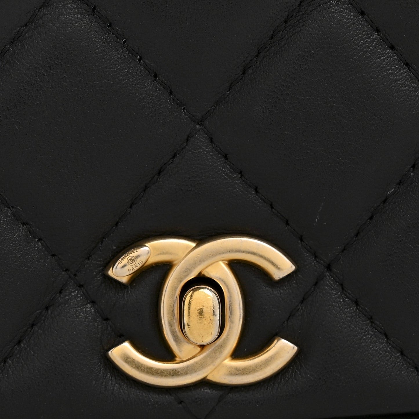 Calfskin Quilted Coco Mail Clutch With Chain Black